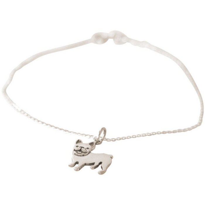 Armband mit Französische Bulldogge Anhänger, 925 Silber