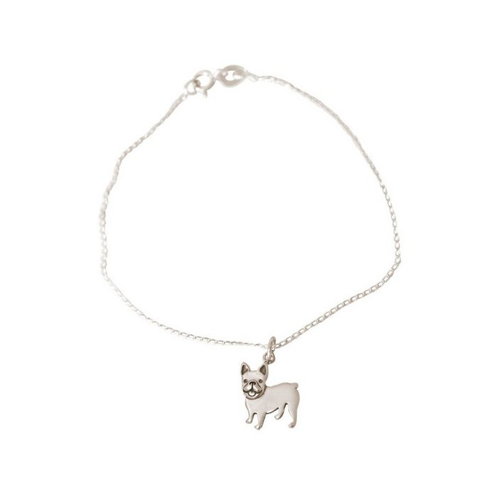 Gemshine Halskette Französische Bulldogge Hund Anhänger. 925 Silber,  vergoldet oder rose an 45cm Kette. Geschenk für Haustier Herrchen, Frauchen  –